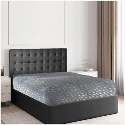 Image of GC GAVENO CAVAILIA Teddy Fleece Duvet Cover, Fluffy, Warm Cozy Ultra Soft Bed Set, Polyester, Grey, Single Fitted Sheet