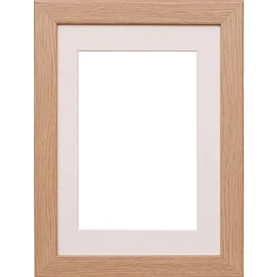 Image of Oak Darkoak Plum Mahogany Flat Wooden Effect Photo Picture Frame Poster Frames With Ivory Mount (12&quot;x10&quot; for Size 9&quot;x7&quot;, Oak)