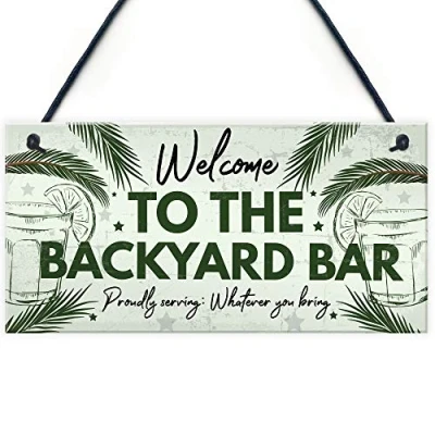 Image of RED OCEAN Novelty Garden Sign Backyard Bar Hanging Plaque Alcohol Man Cave Vintage Beer Gin Shed