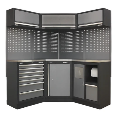 Image of Sealey Superline Pro 1.6m Corner Storage System Stainless Worktop