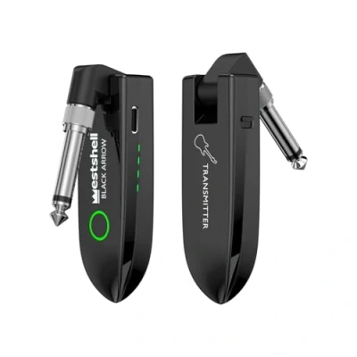 Image of Wireless Guitar System, Digital System Transmitter Receiver Support Multi Channels Rechargeable Long Battery Life for Bass Electric Instruments (Dark Black)