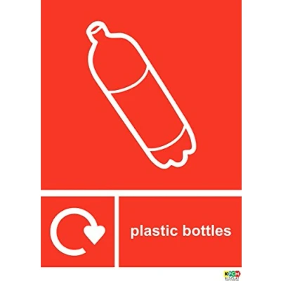 Image of Plastic Bottles Recycling Sign Self Adhesive Vinyl 150mm x 100mm