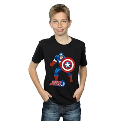 Image of Marvel Boys Captain America The First Avenger T Shirt Black 5 6 Years