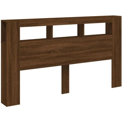 Image of vidaXL LED Headboard Brown Oak 180x18.5x103.5 cm Engineered Wood