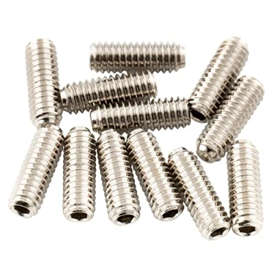 Image of Musiclily Ultra UNF#4 48X5/16 Inch Stainless Steel Bridge Saddle Height Screws for USA Electric Guitar, Nickel (Set of 12)