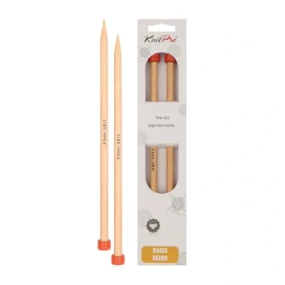 Image of KnitPro 40 cm x 9 mm Basix Single Pointed Needles, Birch