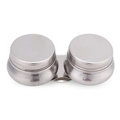Image of Stainless Steel Palette Cup, Portable Double Cup design with Lid and Clip for Acrylic or Oil Paint