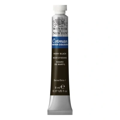 Image of Winsor &amp; Newton Cotman 8ml Water Colour Tube Ivory Black