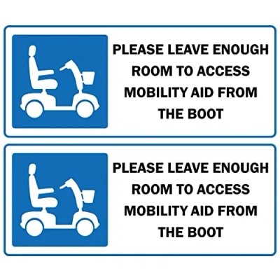 Image of Please leave enough room to access mobility aid from the boot Self adhesive stickers (Pack of 2 stickers) 200mm x 85mm