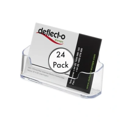 Image of Deflecto Single Tier 2 Pocket Portrait Countertop Business Card Holder for Desk in Clear Holders