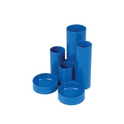 Image of Deflecto Tube Style Pen Tidy Blue Pack of 12 Holder For Desk Pot Pencil Pots Classroom Holders Organiser Accessories