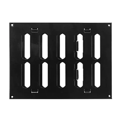 Image of Prostko LTD Black Metal Air Vent Grille / 200mm x 150mm with Adjustable Shutter/Modern Rectangular Flat Louvre Duct Cover