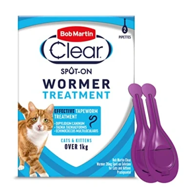 Image of Bob Martin Clear Spot On Wormer for Cats &amp; Kittens 100% Effective Tapeworm Treatment (2 Pipettes)
