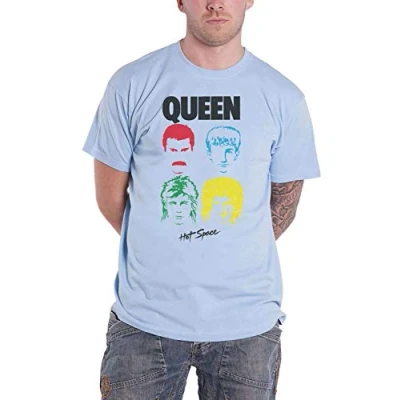 Image of Queen T Shirt Hot Space Album Band Logo Official Light Blue M