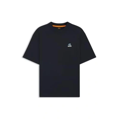 Image of BOSS Numbers Print Tshirt, Men&#039;s, Size: Small, Dark blue