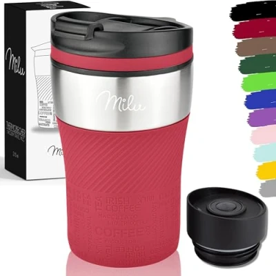 Image of Milu Thermo Mug Insulated Coffee to go 210ml 100% Leak Proof Stainless Steel Drinking Car Double Wall Insulation Travel (Red)