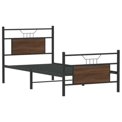 Image of vidaXL Bed Frame Brown Oak Engineered Wood Single 90x190 cm