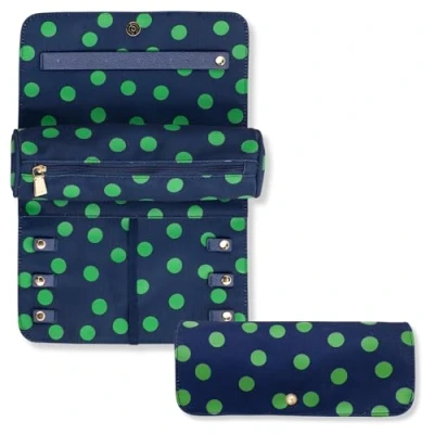 Image of kate spade new york Travel Jewelry Case Organizer, Fabric Box for Women, Cute Organizer Holds Necklaces, Rings, Bracelets, Small Roll (Sonnet Dot)