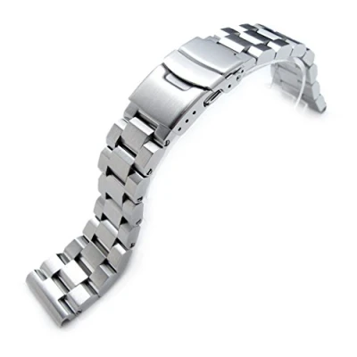 Image of 22mm Hexad 316L Stainless Steel Watch Band Straight End Lug, Diver Clasp Brushed