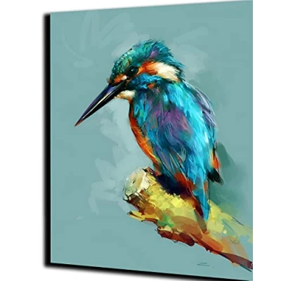 Image of WANGMAOMAO Paint by Number for Adults DIY Oil Painting Kits with Brushes and Acrylic Pigment Canvas Decor Gifts 16 x 20 inch Kingfisher Frameless