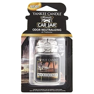 Image of Yankee Candle Car Jar Ultimate Scented Air Freshener Black Coconut Lasts up to 4 Weeks