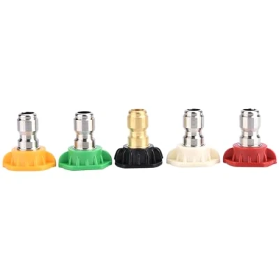 Image of Zerodis 5Pcs Pressure Washer Nozzle Tips, Brass/Stainless Steel Multiple Degrees,Quick connect to 4000 PSI High Parts