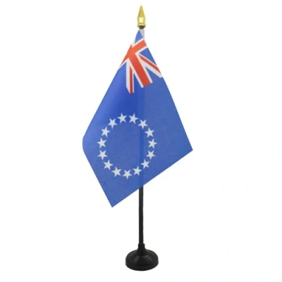 Image of AZ Flag Cook Islands Table 4&#039;&#039; x 6&#039;&#039; Islander Mini Desk 100% Polyester 15 10 cm Office with 10&#039;&#039; Pole Golden Spear