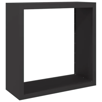 Image of vidaXL Firewood Rack Black Steel Fireplace Log Store Holder with Ample Storage and Better Airflow