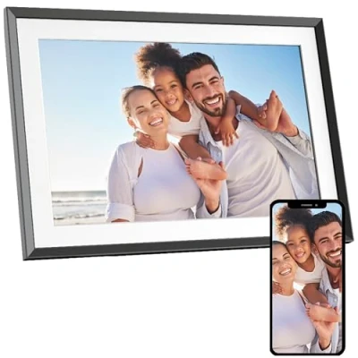 Image of AGFA Photo Realiview 10&quot; 32 GB HD Digital Wi Fi Frame, Touchscreen, Weather, Clock, Wall Mount, Remote Sharing, Multimedia Display, 1200x800 Resolution APF1000 Black