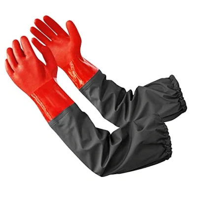 Image of Coopache Waterproof Pond Gloves, Extra Long Sleeve Full Arm Gloves for Men and Women, Red (M)