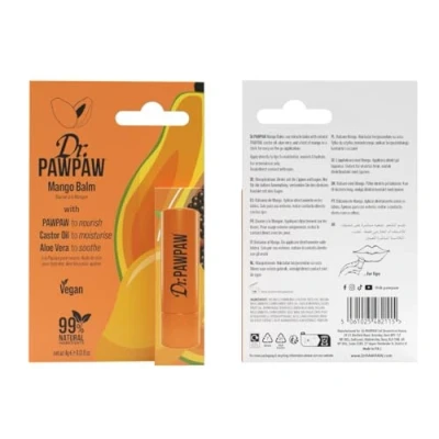 Image of Dr.PAWPAW Mango Balm Multi Purpose Hydration for Lips, Skin, Hair &amp; Nails Vegan Formula with 99% Natural Ingredients Nourishing, Soothing Travel Friendly 4g