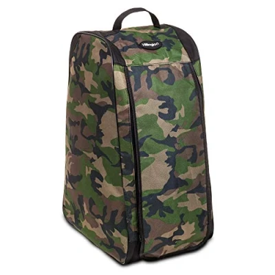 Image of Hillington ® Wellington Boot Bag Tough Durable Welly Storage with Full Length Double Zip Reinforced Base Mesh Vent Carry Handle Folds Flat for Easy (Camouflage)