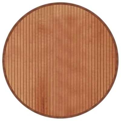 Image of vidaXL Brown Bamboo Round Rug Modern Floor Mat Carpet Runner for Kitchen, Hallway, Area with Anti Slip Backing, 60 cm Diameter