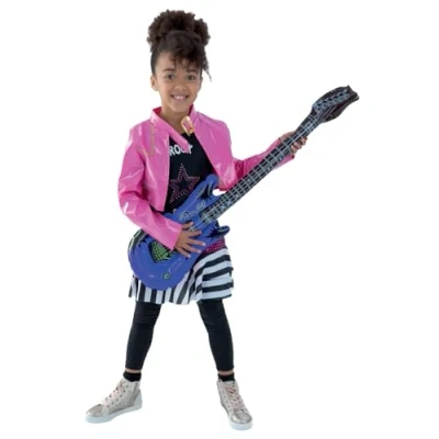 Image of Smiffys Rockstar Glam Costume, Black with Top &amp; Jacket, Girls Fancy Dress, Child Dress Up Costumes