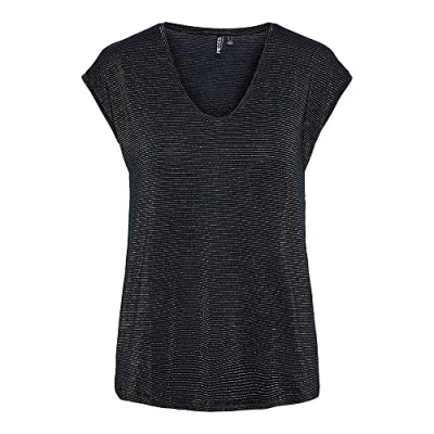 Image of Pieces Billo Lurex Stripes Short Sleeve T shirt S