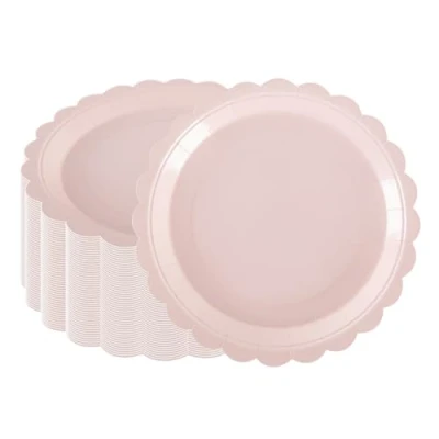 Image of PHUNAT 50PCS Pink Party Plates 9&#039;&#039;/23cm, Disposable Paper Tableware Plates, Dishes, Cake Baby for Birthday, Shower, Supplies Decorations