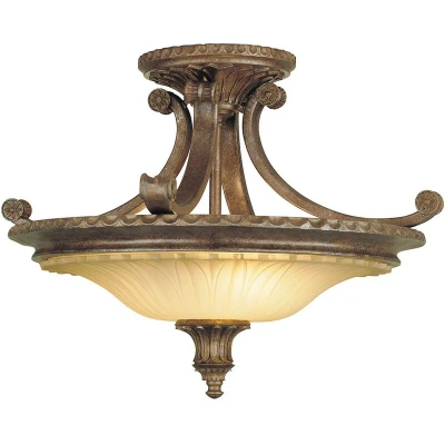 Image of Stirling Castle 2 Light Semi Flush Ceiling British Bronze, E27