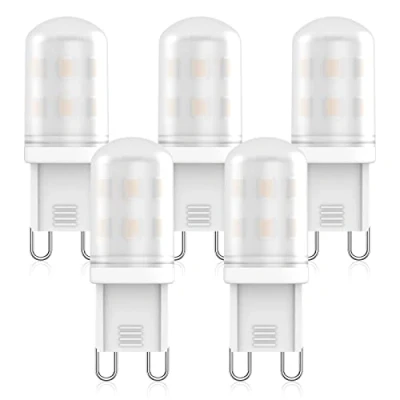 Image of LED G9 Bulbs 2W Equivalent to Halogen 20W 25W 28W, Light Warm White 2700K, 360Beam Angle, AC 220V 240V, CRI 83+, Non Flicker, Dimmable Energy Saving Bulbs, 5pack