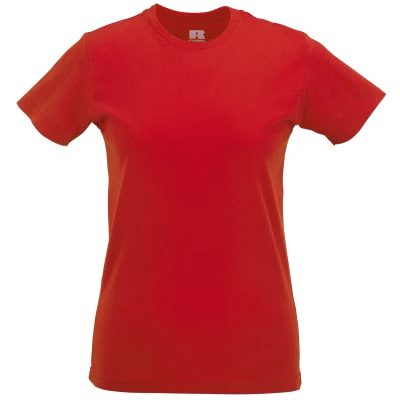 Image of Russell Athletic Ladies/Womens Slim Short Sleeve T Shirt (Classic Red) Cotton Size X Small