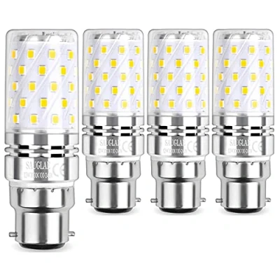 Image of SAUGLAE LED Corn Bulbs, B22 Bayonet Cap, 12W, 1450Lm, 3000K Warm White, Not Dimmable, Pack of 4