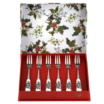 Image of Portmeirion The Holly &amp; Ivy Set of 6 Pastry Forks