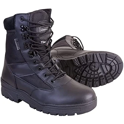 Image of Mens Combat Military Black Army Patrol Hiking Cadet Work High Leather Boot (UK 6)