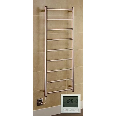 Image of Manissa Selby Electric Stainless Steel Towel Rail 500x1200mm Warmer Mirror Polished Finish+ Timer and Thermostat