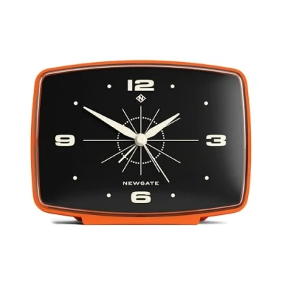 Image of NEWGATE® Brooklyn Retro Alarm/Desk Clock Rectangular Alarm Bedroom Accessories Desk Matt Finish No Tick Orange