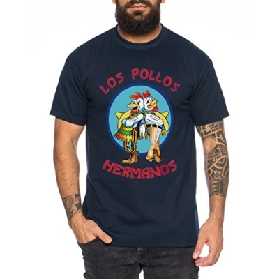 Image of Los Pollos Men&#039;s T Shirt Hermanos Bad Heisenberg Breaking, Farbe2:Dunkelblau;Größe2:Medium