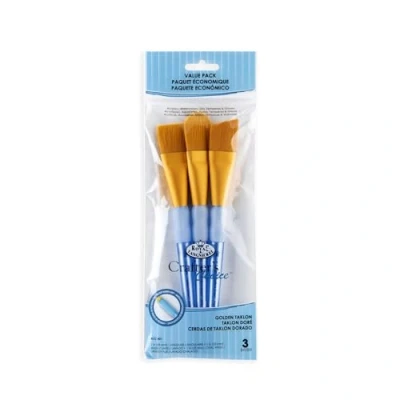 Image of Royal and Langnickel Crafter&#039;s Choice Taklon Variety Brush Set Gold (Pack of 3)
