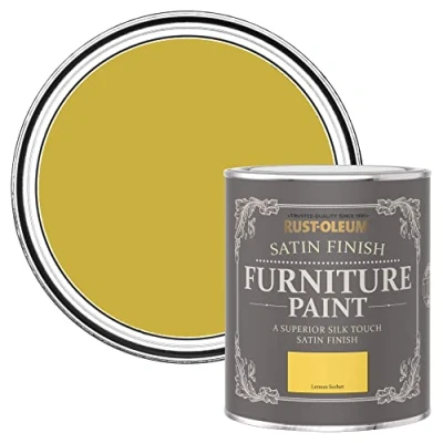Image of Rust Oleum Yellow Furniture Paint in Satin Finish Lemon Sorbet 750ml