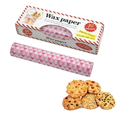 Image of Food Wrapping Paper 50 Sheets Beeswax Wraps Wax Greaseproof Waterproof Deli Liner Tissue, Chocolate, Burger, Candy, Cake Wrappers Colored Heart Grade Printed