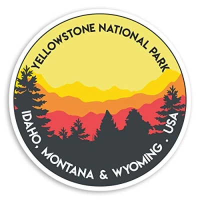 Image of 2 x 10cm Yellowstone National Park Vinyl Stickers USA Sticker Luggage #20201 (10cm Wide)