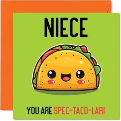 Image of Birthday Cards for Niece Spec Taco lar Funny Happy Card from Uncle Auntie Aunt, Gifts, 145mm x Joke Greeting Women Her